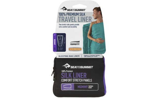 Sea to Summit Premium Stretch Silk Travel Liner Travel Sleeping Bag Ticking Navy blue