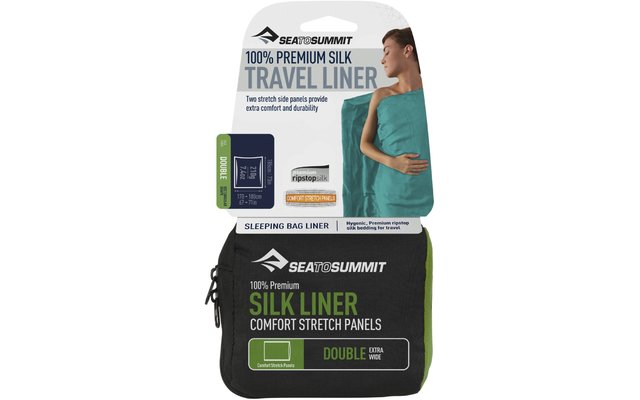 Sea to Summit Premium Stretch Silk Travel Liner Travel Sleeping Bag Ticking Double Navy blue