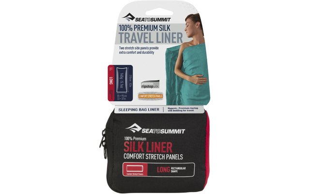 Sea to Summit Premium Stretch Silk Travel Liner Travel Sleeping Bag Ticking Long Sea foam