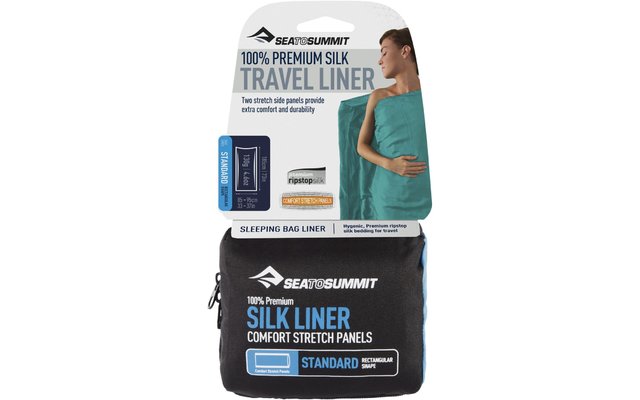 Sea to Summit Premium Stretch Silk Travel Liner Travel Sleeping Bag Ticking Standard Sea foam