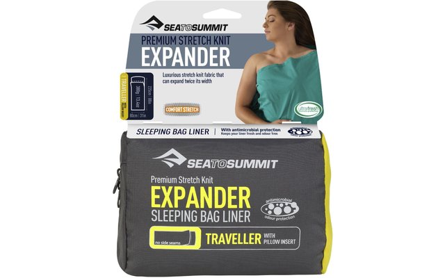 Sea to Summit Expander Liner Sac de couchage de voyage Inlett Traveller avec compartiment oreiller Sea foam