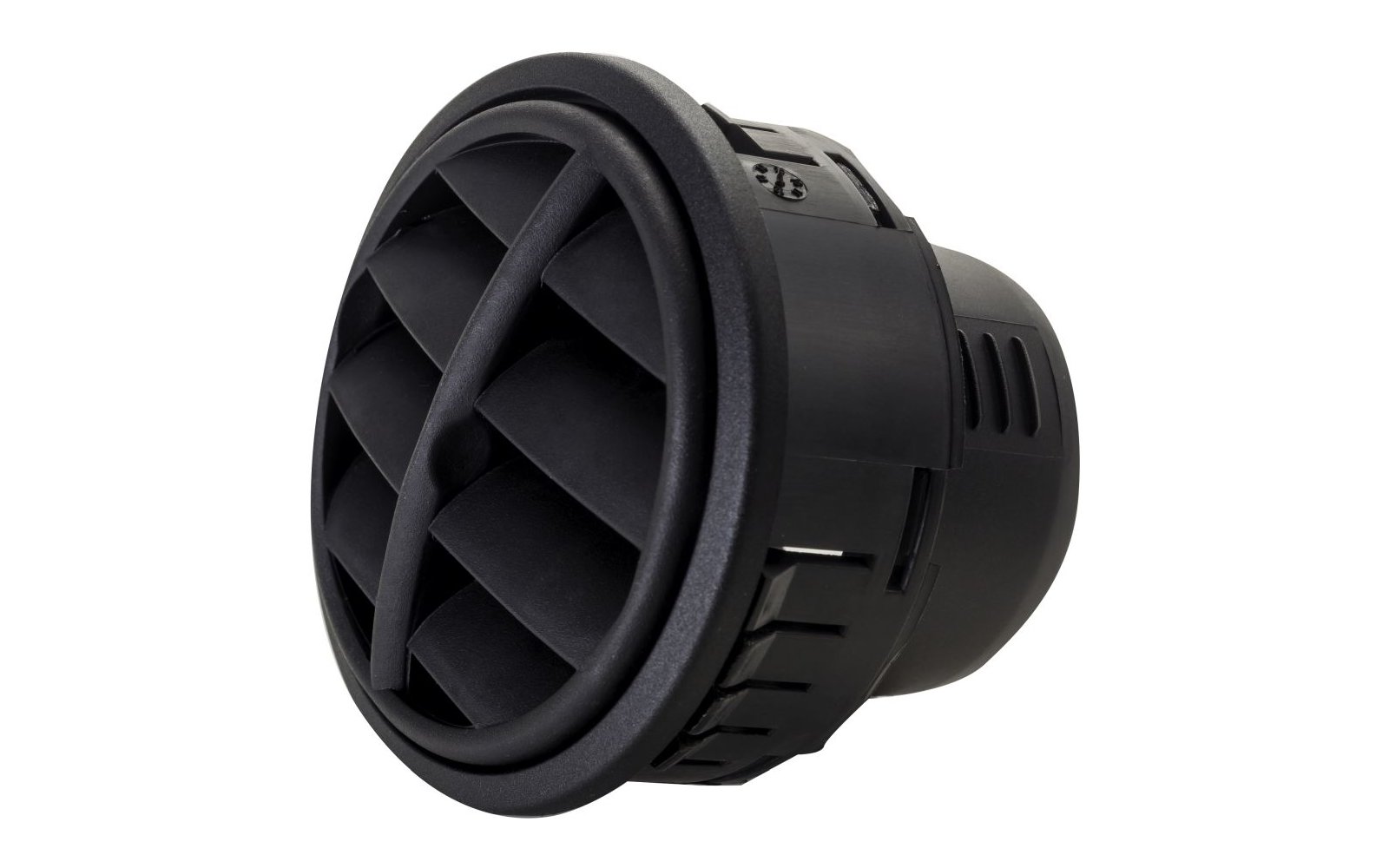 Rundes schwarzes Lüftungsgitter mit horizontalen Lamellen