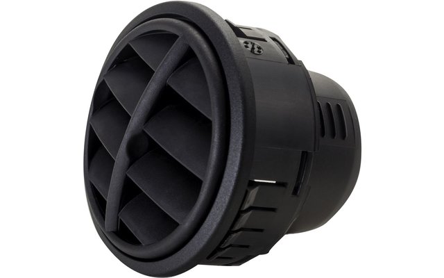 Rundes schwarzes Lüftungsgitter mit horizontalen Lamellen