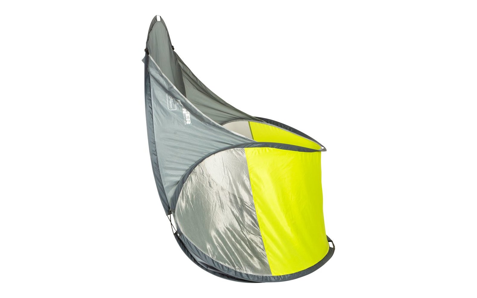 Windsegel mit gelbem und grauem Stoff