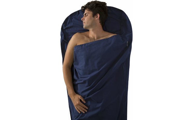 Sea to Summit Premium Cotton Travel Liner Mummy Sac de couchage de voyage avec compartiment oreiller et pied Inlett Bleu marine