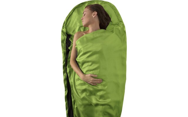 Sea to Summit Premium Stretch Silk Travel Liner Reiseschlafsack Inlett Mummy mit Kopfkissen- und Fußfach Green