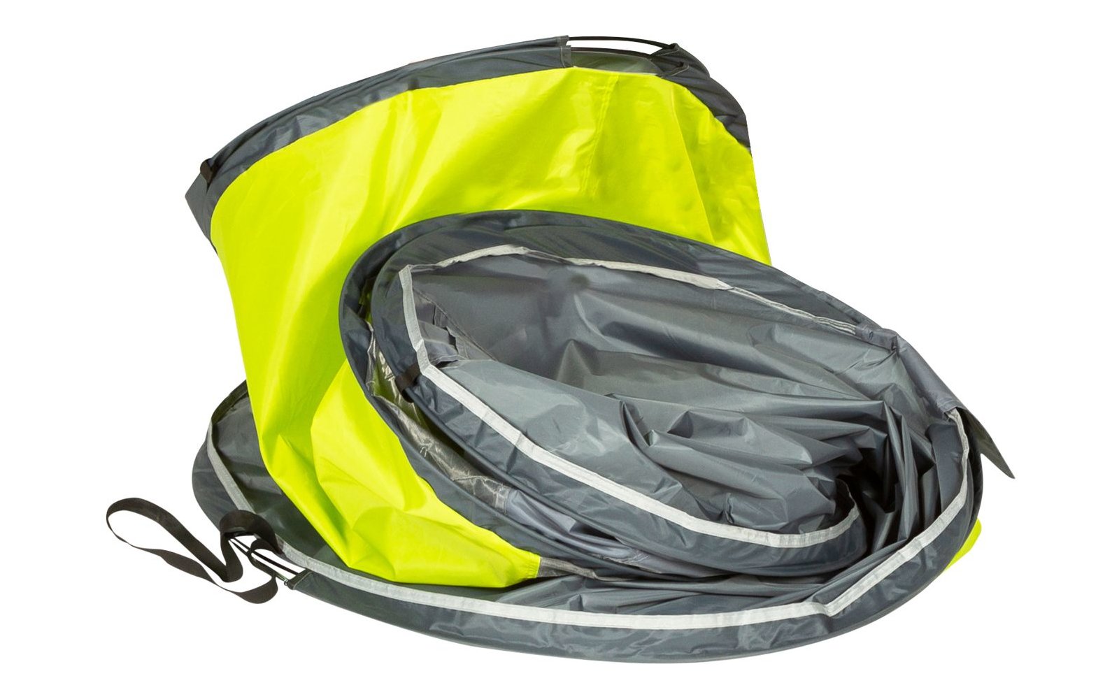 Zusammengefalteter, gelb-schwarzer Sicherheitsweste mit reflektierendem Streifen