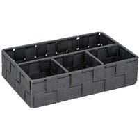 Wenko Adria petit panier de rangement 4 compartiments gris fonc&eacute;