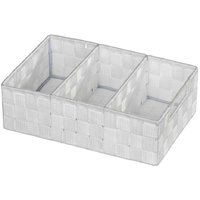 Petit panier de rangement 3 compartiments avec poign&eacute;e blanc Adria Wenko