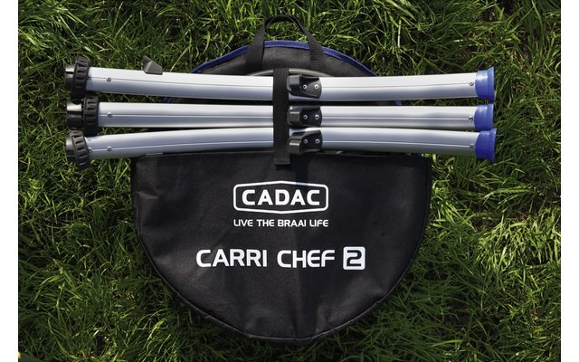 Gril à gaz Cadac Carri Chef 50 mbar avec BBQ/Plancha, support de casserole et couvercle