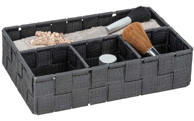 Wenko Adria storage basket small 4 compartments dark gray