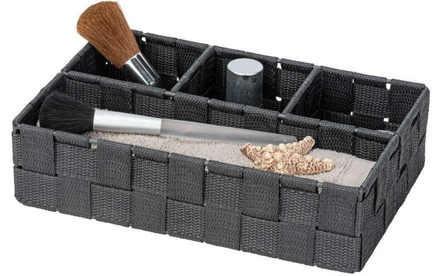 Wenko Adria storage basket small 4 compartments dark gray