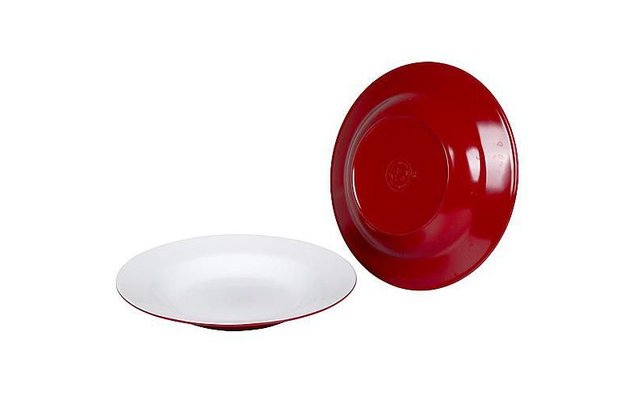 Bo-Camp Assiette creuse bicolore 4 pièces rouge/blanc