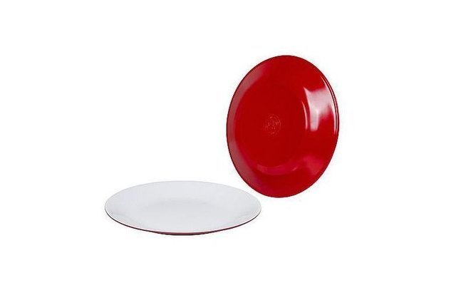Bo-Camp plato bicolor 4 piezas rojo/blanco