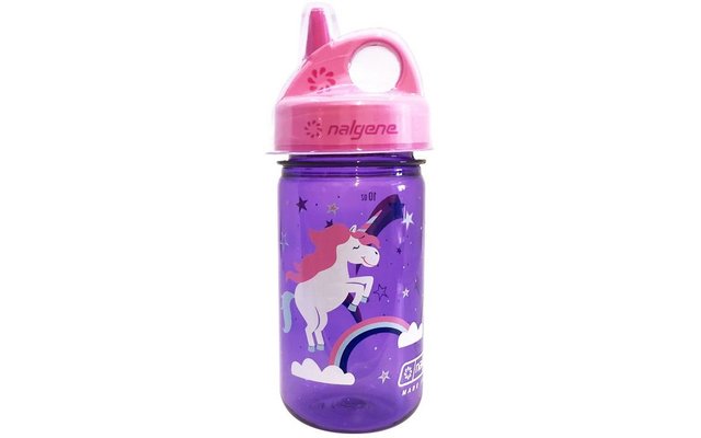 Nalgene Grip-n-Gulp children's bottle 0.35 liter with lid purple unicorn