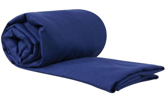 Sea to Summit Silk/Cotton Travel Liner Travel Sleeping Bag Ticking Mummy with Pillow and Foot Compartment Navy blue