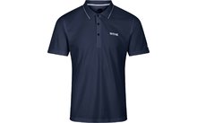 Dunkelblaues Polohemd mit kurzem Arm und zwei Knöpfen am Kragen