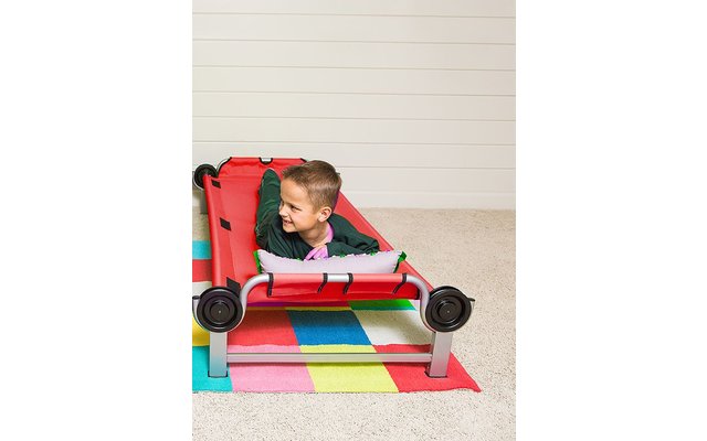 Catre individual Disc-O-Bed Kid-O-Bed con bastidor recto sin bolsillo lateral, rojo