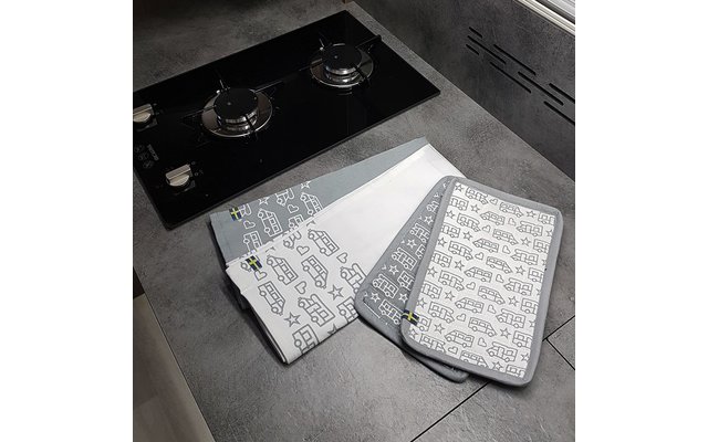 Pufz asciugamano da cucina Camper bianco/grigio 2 pezzi