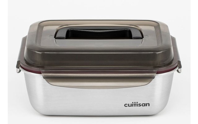 Cuitisan stainless steel can with convenient carrying handle in clip closure lid square 2800 ml