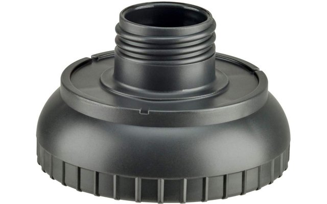 Pièce filetée en plastique noir avec base large et filetage interne réduit
