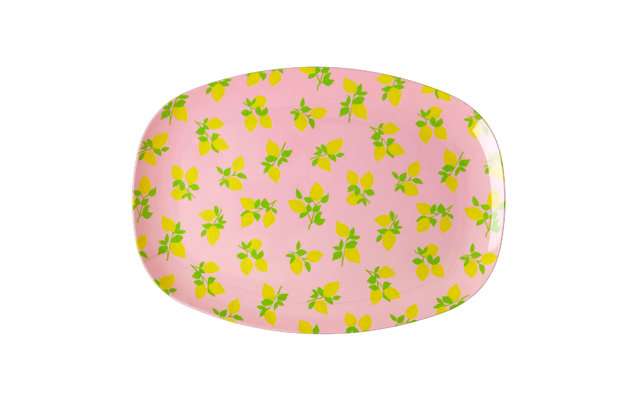 Rice Melamin-Platte Teller rechteckig Zweifarbig Lemon 30 x 22 cm