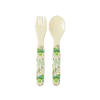 Rice melamine children's tableware set 4 pieces with frogs mint green