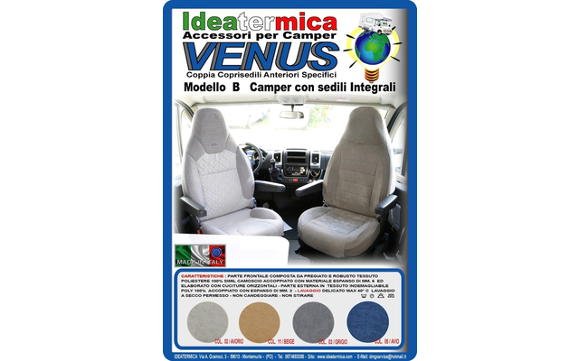 Ideatermica Venus seat cover with integrated headrest 2 pieces blue