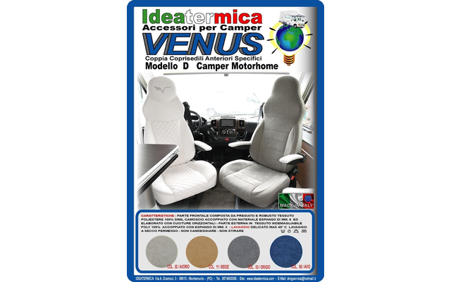 Ideatermica Venus D seat cover with integrated headrest and straps 2 pieces blue