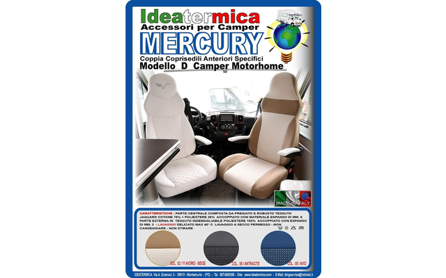 Ideatermica Mercury D Housse de siège avec appuie-tête intégré et sangles 2 pièces beige