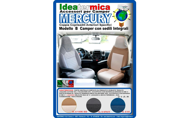 Ideatermica Mercury seat cover with integrated headrest 2 pieces beige