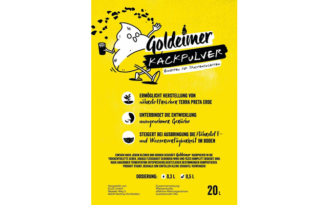 Goldeimer Kackpulver Pflanzenkohle 20 Liter