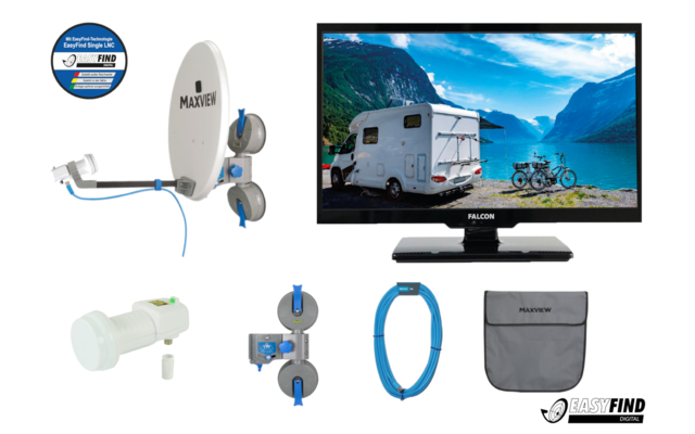 Easyfind Maxview / Falcon Pro TV Camping Set 22 inch SAT system including LED TV