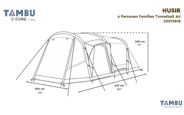 Tambu Husir 4 person family tunnel tent Air brown