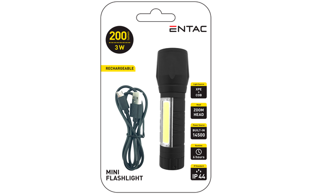 Entac Mini Taschenlampe 3 W und COB Wiederaufladbar