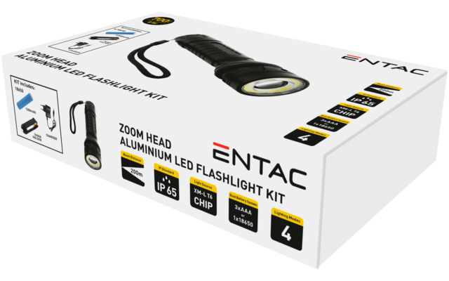 Entac Taschenlampe Zoom Aluminium 8 Watt
