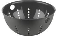 Passoire de cuisine noire avec des trous ronds