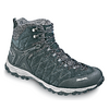 Schwarzer Wanderstiefel mit grauen Details und Schnürsenkeln auf weißem Hintergrund