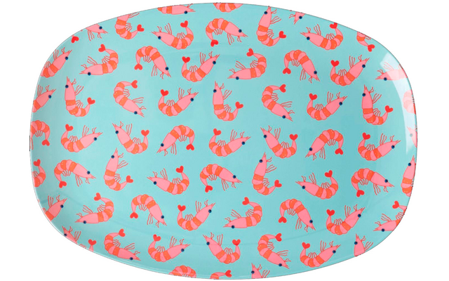 Rice Melamin-Platte Teller rechteckig Zweifarbig Shrimp 30 x 22 cm