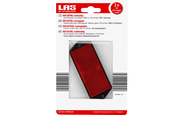 Reflector rectangular LAS 2 piezas 103 × 40 mm rojo
