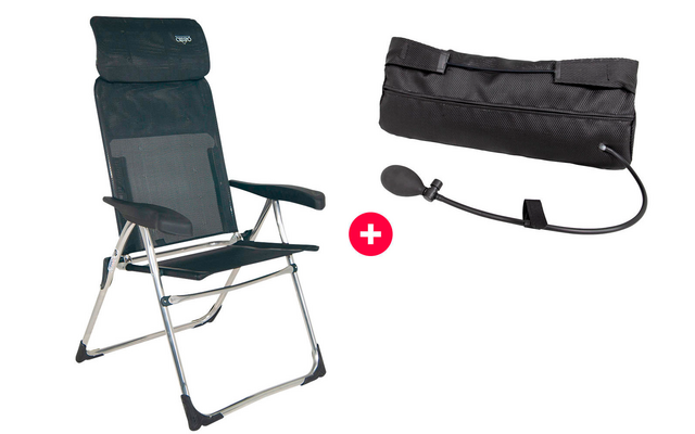 Set sedia pieghevole con cuscino lombare Crespo AL/213-C in alluminio
