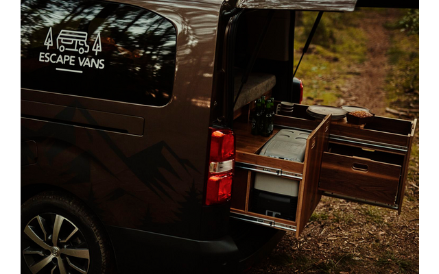 Escape Vans Tour Box XL Folding Table/Bed Box VW Caravelle/Multivan/Transporter T6 / T6.1Walnut