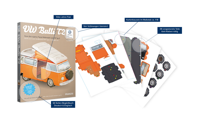 Kit de construcción de papel Franzis VW T2 Bulli