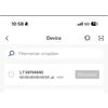 Screenshot eines Smartphone-Bildschirms mit Statusleiste (10:58, 5G, Batteriesymbol 71), Titel 'Device', Suchfeld mit Platzhalter 'Filternamen eingeben', Listeneintrag mit Checkbox, 'LT39114940', '00:00:00:00:00:00 || -69db' und grauem 'DisConnect'-B