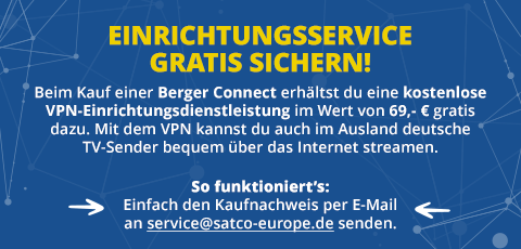 Textangebot für kostenlosen Einrichtungsservice beim Kauf eines Berger Connect mit Informationen zur VPN-Einrichtungsdienstleistung