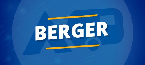 Logo mit dem Schriftzug BERGER vor blauem Hintergrund mit Sternen