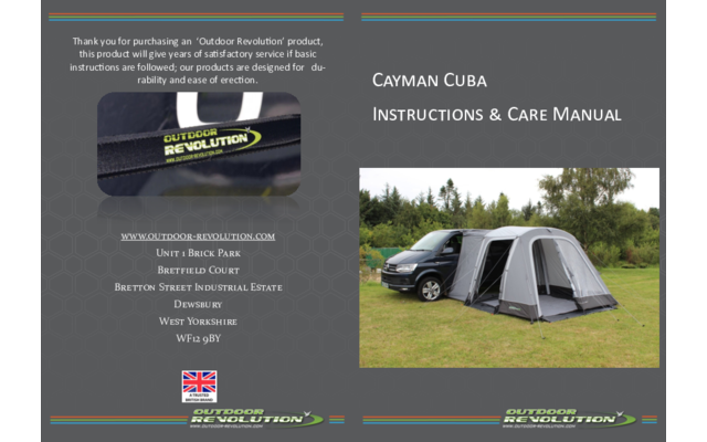  Outdoor Revolution Cayman Cuba Air Inflatable Awning Low 180 to 210 cm